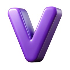 Poster - Shiny purple letter v 3d render isolated on white background