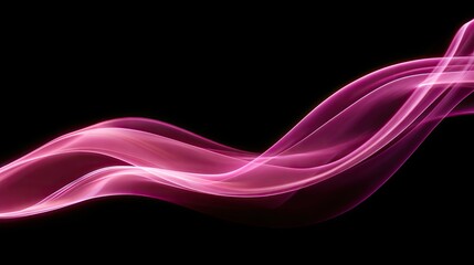 Fototapete - Elegant Flowing Pink Waves on Black Background for Abstract Art