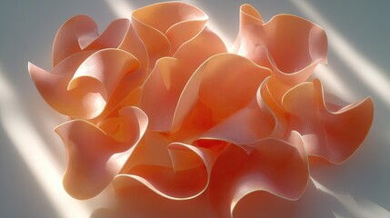 Poster - Soft Abstract Curved Design in Light Coral Color on Neutral Background