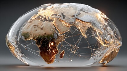Poster - Illuminated earth globe global network connection visualization