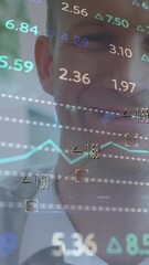 Poster - Animation of financial data processing over caucasian businessman in office