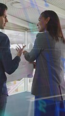 Aufkleber - Animation of financial data processing over diverse business people in office