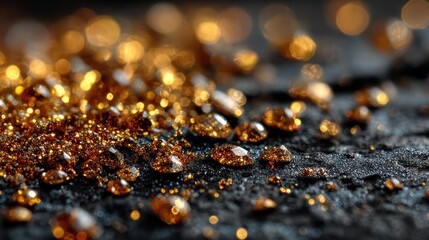 Poster - Golden glitter on dark background luxury sparkle texture