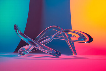 Poster - Glass sculpture reflects vibrant colors on surface
