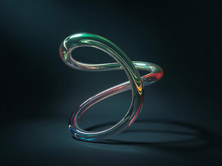 Poster - Iridescent glass curve reflects light on a dark background