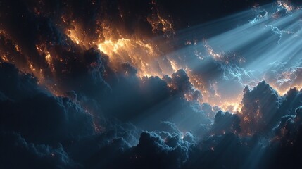 Poster - Glowing cloudscape abstract light rays and dramatic colors