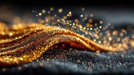 Poster - Golden glitter texture on black background sparkle and shine abstract design