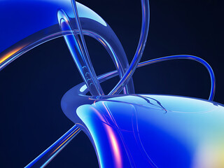 Poster - Abstract blue glass curves create a modern design