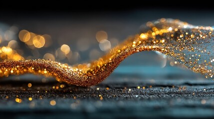Poster - Golden glitter wave abstract sparkle background texture