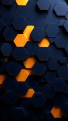 Poster - Abstract honeycomb background texture design wallpaper with orange and black color