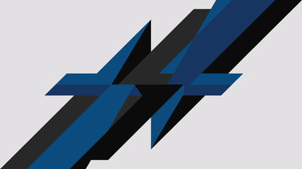 Poster - Abstract geometric design featuring overlapping blue and black shapes on a white background space filler