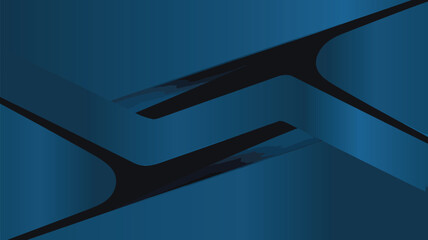 Poster - Abstract dark blue background with two mirrored shapes and gradient lighting effect creating depth