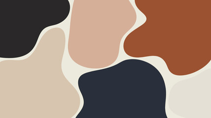 Poster - Abstract background featuring organic shapes in neutral tones of beige brown and black on a cream backdrop