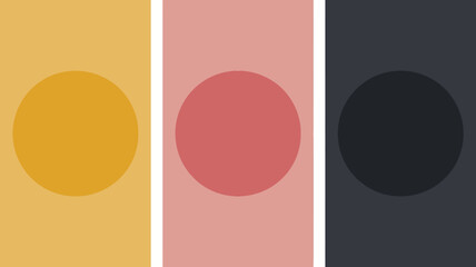 Poster - Three vertical panels each with a solid color background and a circle in a similar hue centered