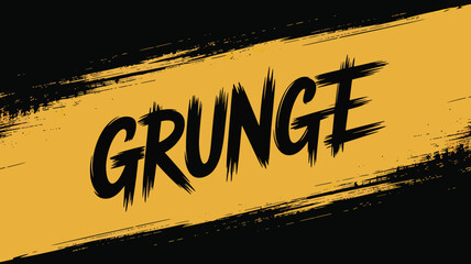 Poster - A grunge text effect with black brush strokes on a yellow background with black borders design style