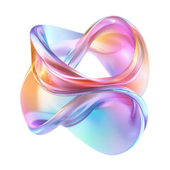 Fototapete - 3d icon Vibrant liquid form blending iridescent holographic colors, creating dynamic modern graphic element against transparent backdrop