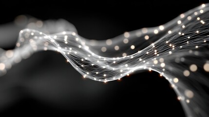 Poster - Glowing particle wave abstract background network connection technology concept