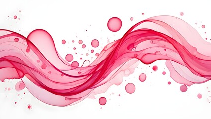 Poster - Abstract pink watercolor background design with flowing wave and bubble elements art