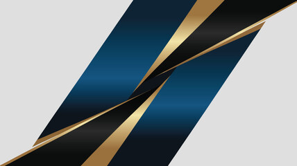 Poster - Abstract background with blue and black diagonal stripes accented with gold trim on a white backdrop