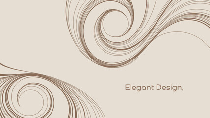 Poster - Beige background featuring swirling brown lines creating a delicate and elegant decorative pattern