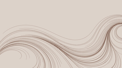 Poster - Abstract background with flowing brown lines and swirls on a light beige colored plain background space design