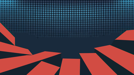 Poster - Abstract background with blue dotted pattern and geometric red shapes in a modern design style