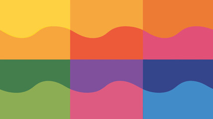 Poster - Abstract colorful background with wavy lines dividing the squares in a grid pattern design style