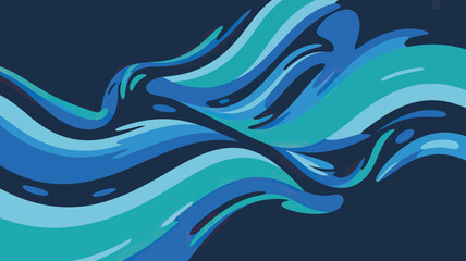 Poster - Abstract illustration of flowing water with shades of blue and teal on a dark background art design