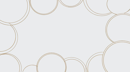 Poster - A minimalistic background featuring overlapping circles with gold outlines on a light gray surface