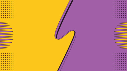 Poster - Abstract background with yellow and purple colors divided by a wavy line and geometric patterns