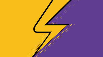 Poster - A graphic design featuring a yellow lightning bolt on a split yellow and purple halftone background