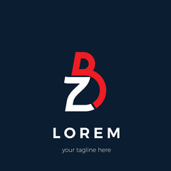 Aufkleber - Abstract Logo Design Initial Letter BZ or also ZB Vector