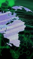  - Animation of globe with programming language and molecule structure over data connection wave