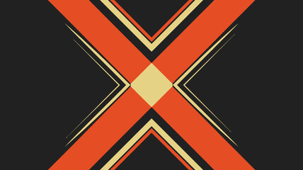 Poster - An abstract design featuring intersecting orange bands with beige accents on a dark gray background