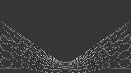 Poster - White oval grid pattern on dark gray background creating a curved perspective illusion effect design