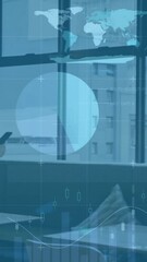 Poster - Animation of financial data processing over asian businesswoman in office