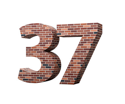 Bricks Wall Number Thirty Seven 37 Digit Made Of Colored Wall Of Bricks 3D Illustration