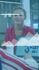 Poster - Animation of financial data processing over diverse business people in office