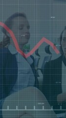 Poster - Animation of financial data processing over diverse business people in office
