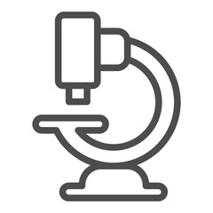 Poster - Laboratory microscope line icon, optical equipment concept. Vector graphics. Microscope, magnifying lens tool sign on white background, outline style icon for mobile or web design.