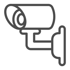 Fototapete - Camera of CCTV line icon, optical equipment concept. Vector graphics. Outdoor surveillance video camera sign on white background, outline style icon for mobile or web design.