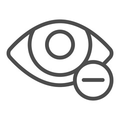 Poster - Eye and minus line icon, vision treatment concept. Vector graphics. Myopia, ophthalmology sign on white background, outline style icon for mobile or web design.