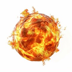 Poster - Planet engulfed in flames exploding during fiery apocalypse, isolated on white background