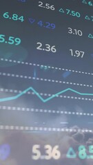 Poster - Stock market data animation over cloudy sky background