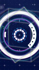 Poster - Futuristic HUD interface with circular elements and data processing animation