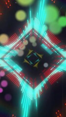 Poster - Colorful geometric shapes and light effects animation over dark background