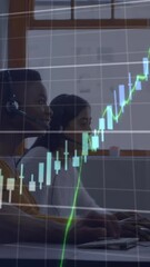 Poster - Animation of financial data processing over diverse business people