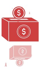 Poster - Animation of dollar money box and cancer ribbons icons over white background