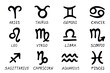 © Daria Shane - Hand drawn zodiac signs Esoteric symbol doodle set Astrology clipart Elements for design
