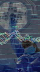 Poster - Surgeons operating, colorful animation data graphs overlaying in hospital scene